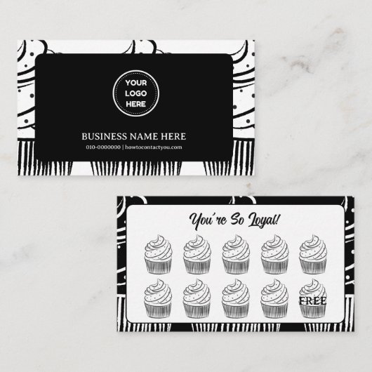 Cupcakes Bakery Coffee Shop Reward Point ロイヤリティカード (正面/裏面)