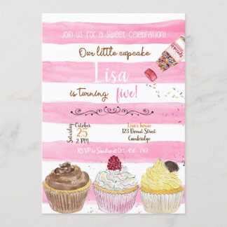 Cupcakes Birthday Invitation, Cupcakes Invitation 招待状