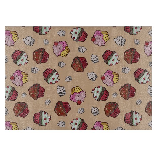 Cupcakes Graphic Background カッティングボード (正面)