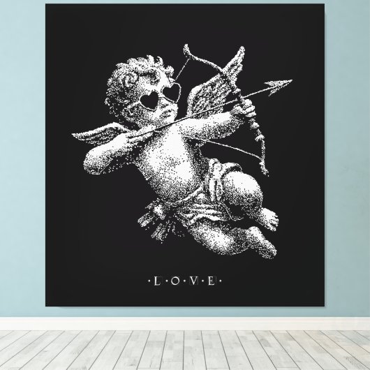 Cupi of Love B&W キャンバスプリント (インサイチュ (ウッドフロア))