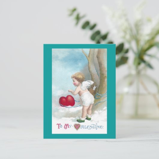 Cupidがハートの移動先を指示 ポストカード (スタンド正面)