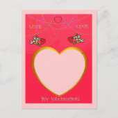 Cupidとハートフレームで写真を追加 ポストカード (正面)