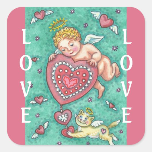CUPIDのハートバレンタインデスティッカーシート スクエアシール (正面)