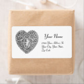 CUPIDレースハート、白黒 ラベル (インサイチュ)