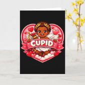 Cupid African American Valentine  カード (黄色い花)