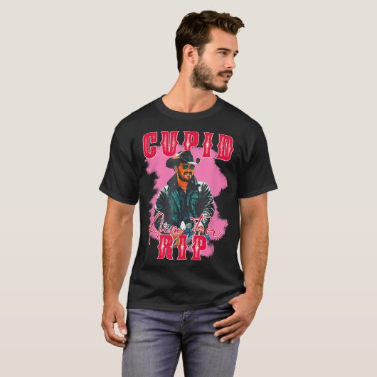 Cupid Aim For Rip Valentines Western Cowboy Lover Tシャツ (正面フル)