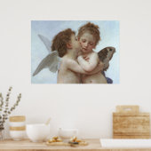 Cupid and Psyche as children - William Bouguereau ポスター (キッチン)