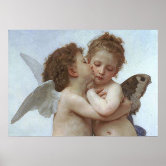 Cupid and Psyche as children - William Bouguereau ポスター (正面)