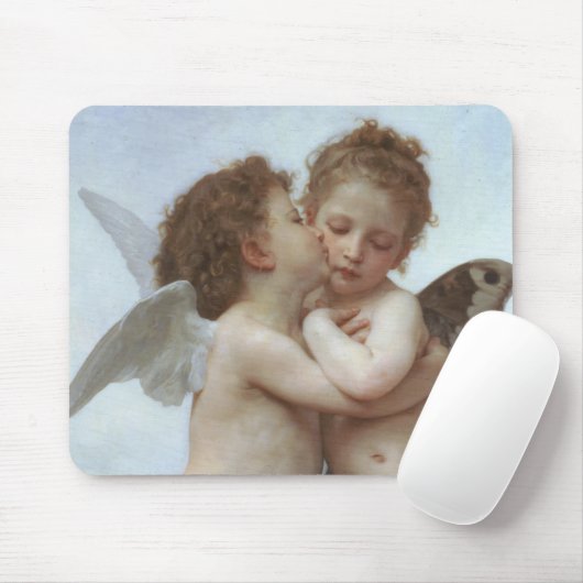 Cupid and Psyche as children - William Bouguereau マウスパッド (マウス)