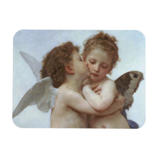 Cupid and Psyche as children - William Bouguereau マグネット (横)