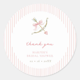 Cupid Arrow & Stripes Bridal Shower Thank You ラウンドシール