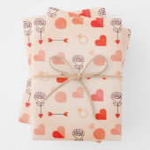 Cupid arrow with hearts valentine ラッピングペーパーシート (インサイチュ)