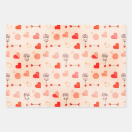 Cupid arrow with hearts valentine ラッピングペーパーシート