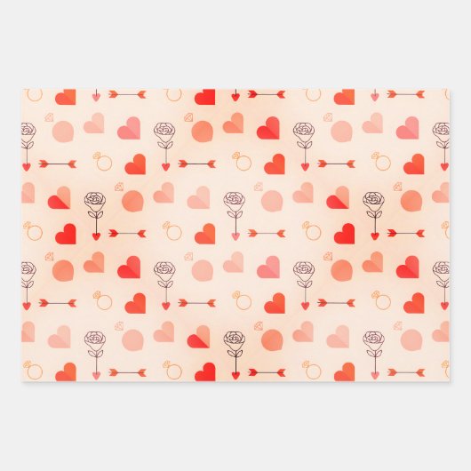 Cupid arrow with hearts valentine ラッピングペーパーシート (正面)