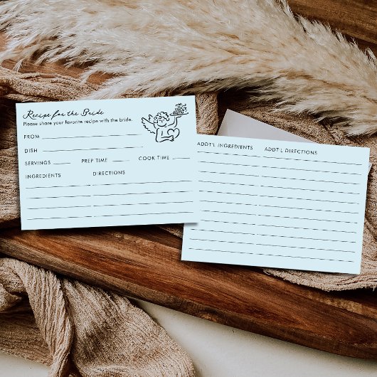 Cupid Blue Bridal Shower Recipe For The Bride エンクロージャーカード