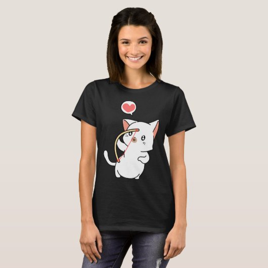 Cupid Cat  Matching Couple Valentines Day Kitten Tシャツ (正面フル)