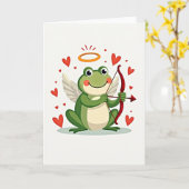 Cupid Frog Love Card カード (黄色い花)