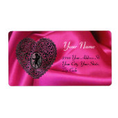 CUPID LACE HEART,FUCHSIA SILK CLOTH pink black ラベル (正面)