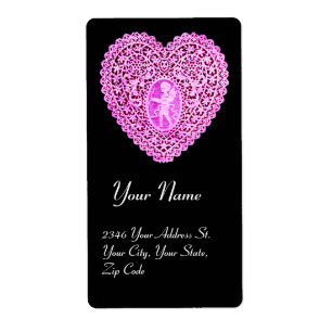 CUPID LACE HEART,pink purple ラベル
