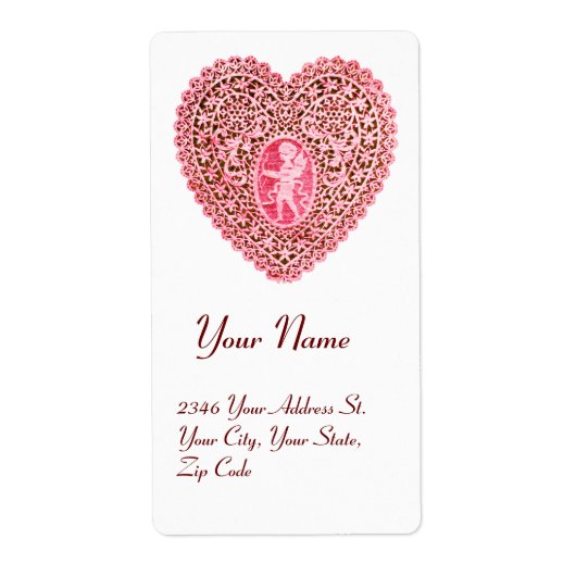 CUPID LACE HEART,pink red white ラベル (正面)
