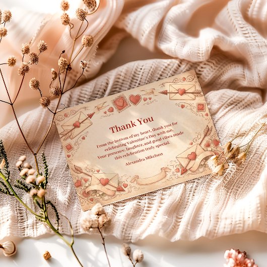 Cupid Love Letters Valentine Party サンキューカード