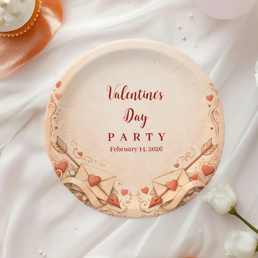 Cupid Love Letters Valentine Party ペーパープレート