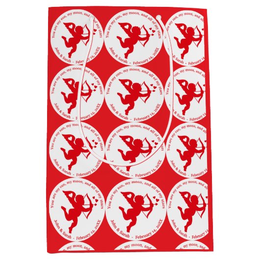 CUPID RED LOVE VALENTINE`S DAY ミディアムペーパーバッグ (正面)