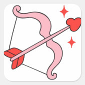 Cupid’s Bow and Arrow of Love – Cute Valentine Ill スクエアシール (正面)