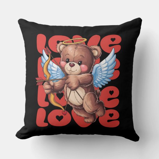 Cupid Teddy Bear – Valentine’s Day Love クッション (正面)