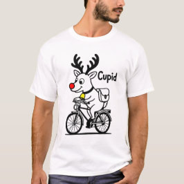 Cupid The Reindeer Riding a Bike Tシャツ