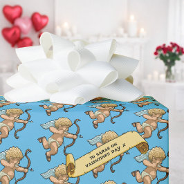 Cupid Valentines Add The Name Pixel Art Pattern ラッピングペーパー