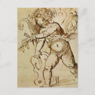 Cupid with a Violin by Domenico Campagnola ポストカード