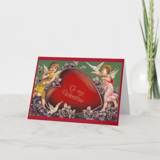Cupidsビクトリアン Valentine's Dayグリーティングカード シーズンカード (正面)