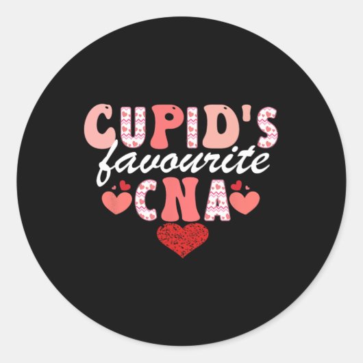 Cupid's Cna お気に入りの Valentine Certified Nursing I ラウンドシール (正面)