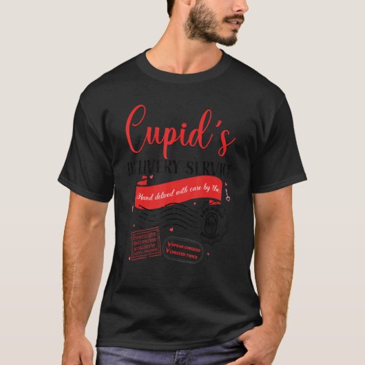 Cupid's Delivery Service おもしろい L&Dナースバレンタイン Tシャツ (正面)