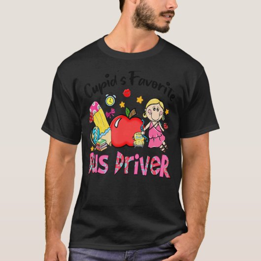 Cupid's Favorite Bus Driver Apple Cute Cupid Valen Tシャツ (正面)