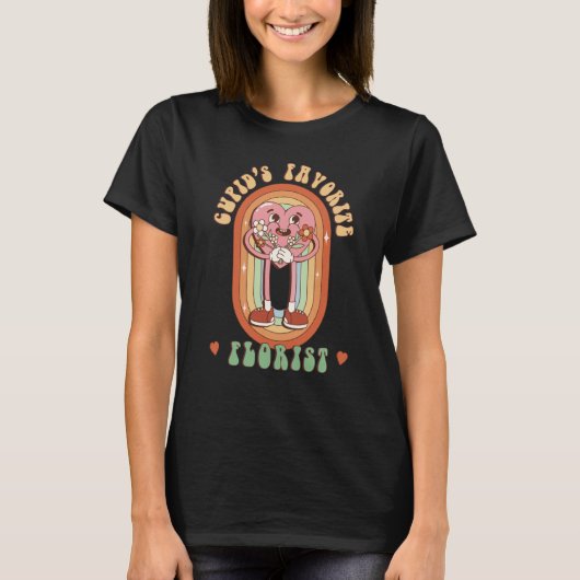 Cupid's Favorite Florist Florist Cute Groovy Tシャツ (正面)