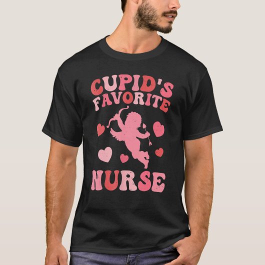 Cupid's Favorite Nurse Cute Pink Heart Happy Valen Tシャツ (正面)