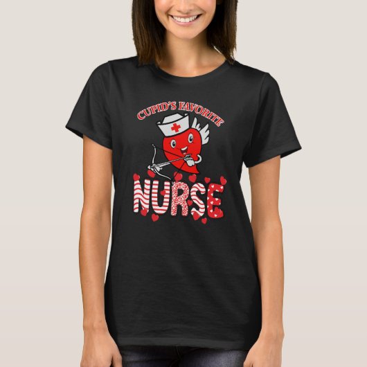 Cupid's Favorite Nurse Valentines Day N Cupid Nurs Tシャツ (正面)