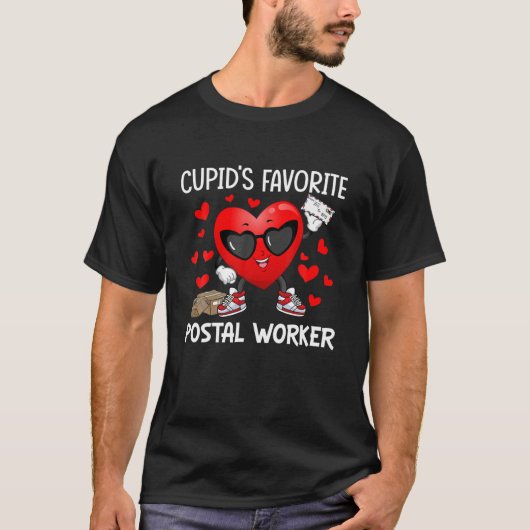 Cupid's Favorite Postal Worker Mailman Happy Valen Tシャツ (正面)