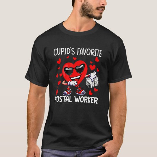Cupid's Favorite Postal Worker Mailman Happy Valen Tシャツ (正面)