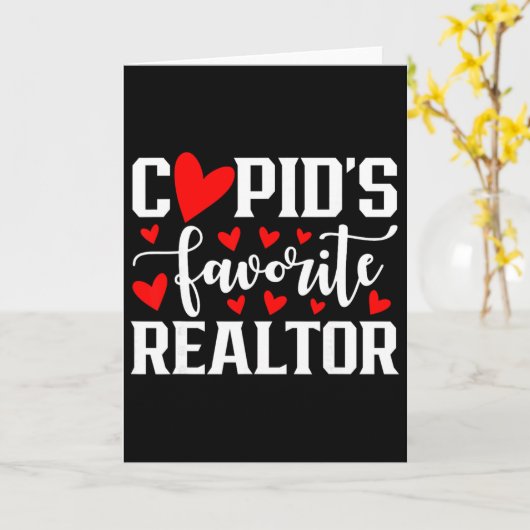 Cupid's Favorite Realtor Cute Heart Valentine's Da カード (黄色い花)