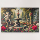 Cupid's Garden Cherub and Rose Romantic Artwork ジグソーパズル (横)