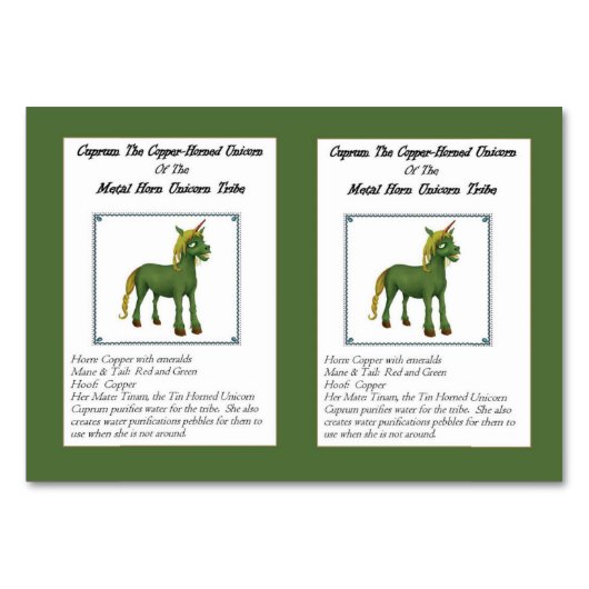Cuprum銅角状のユニコーンのトレーディングカード テーブルナンバー (正面)