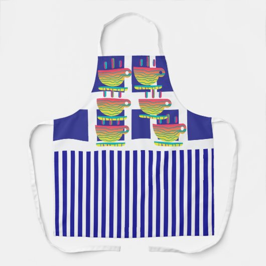 Cups And Stripes Novelty Geo Chef エプロン (正面)