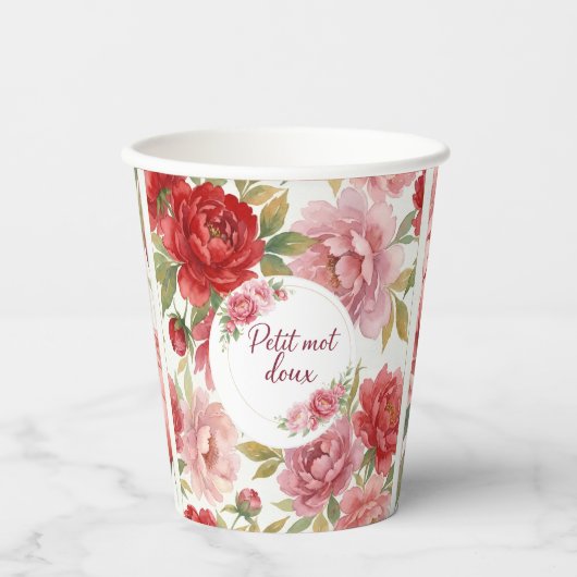 Cups en carton florales Petit mot doux 紙コップ (正面)