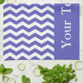 Curacao Blue Wave Chevronカスタマイズ可能 キッチンタオル (折り畳み)