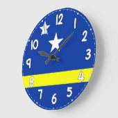 Curacao Flag Wall Clock – Patriotic Caribbean ラージ壁時計 (傾斜)