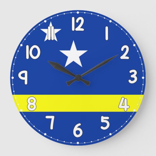 Curacao Flag Wall Clock – Patriotic Caribbean ラージ壁時計 (正面)