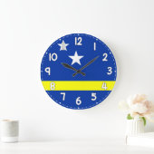 Curacao Flag Wall Clock – Patriotic Caribbean ラージ壁時計 (ホーム)